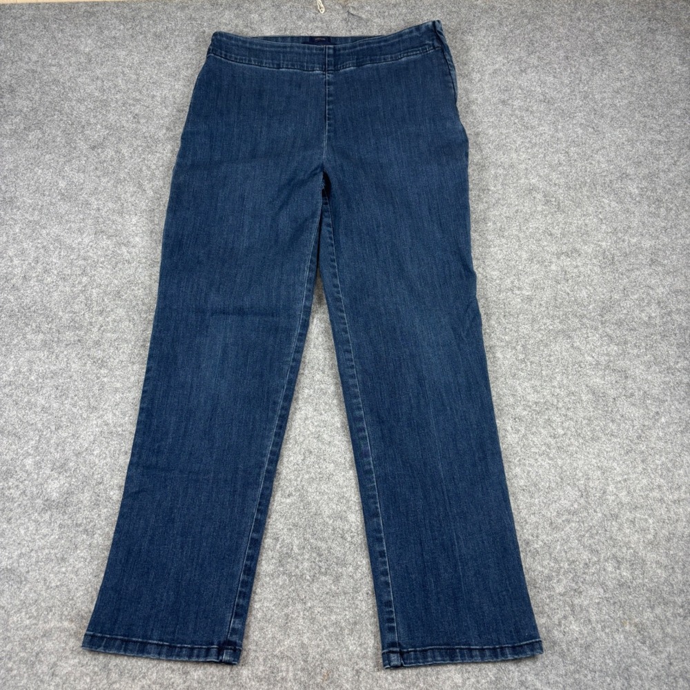 Talbots Heritage Jeans Womens 6 Blue Side Zip Straight Leg Dark Wash Flat Front